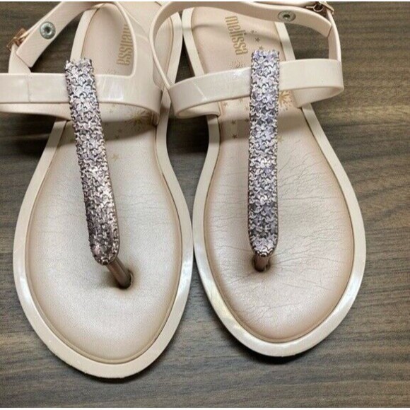 Melissa Slim II Thong T Strap Jelly Sandal Metallic Nude EU 35/36/ US 5 - Picture 2 of 12